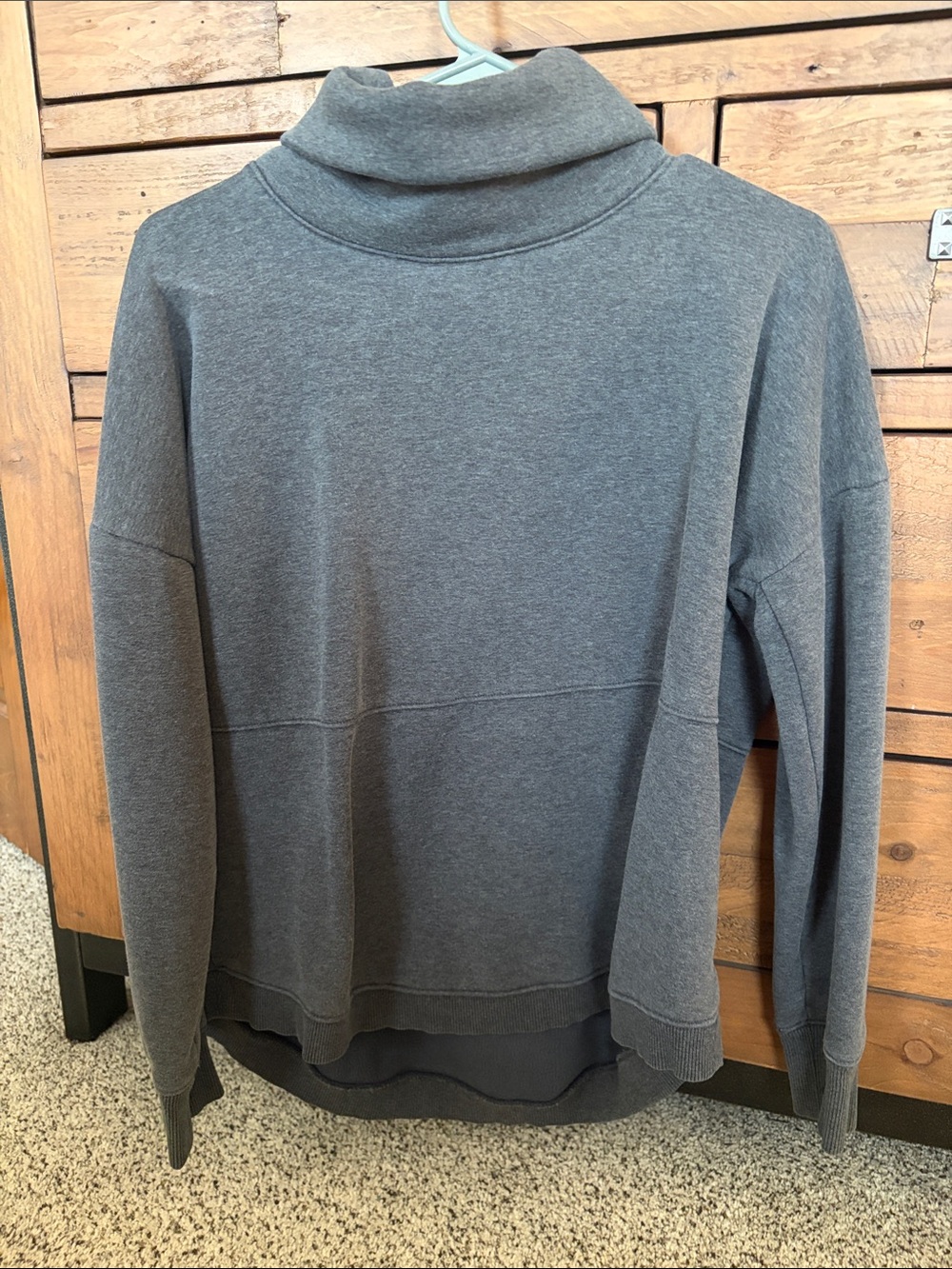 Athleta Grey Funnel Neck Forever Fleece Sweatshirt